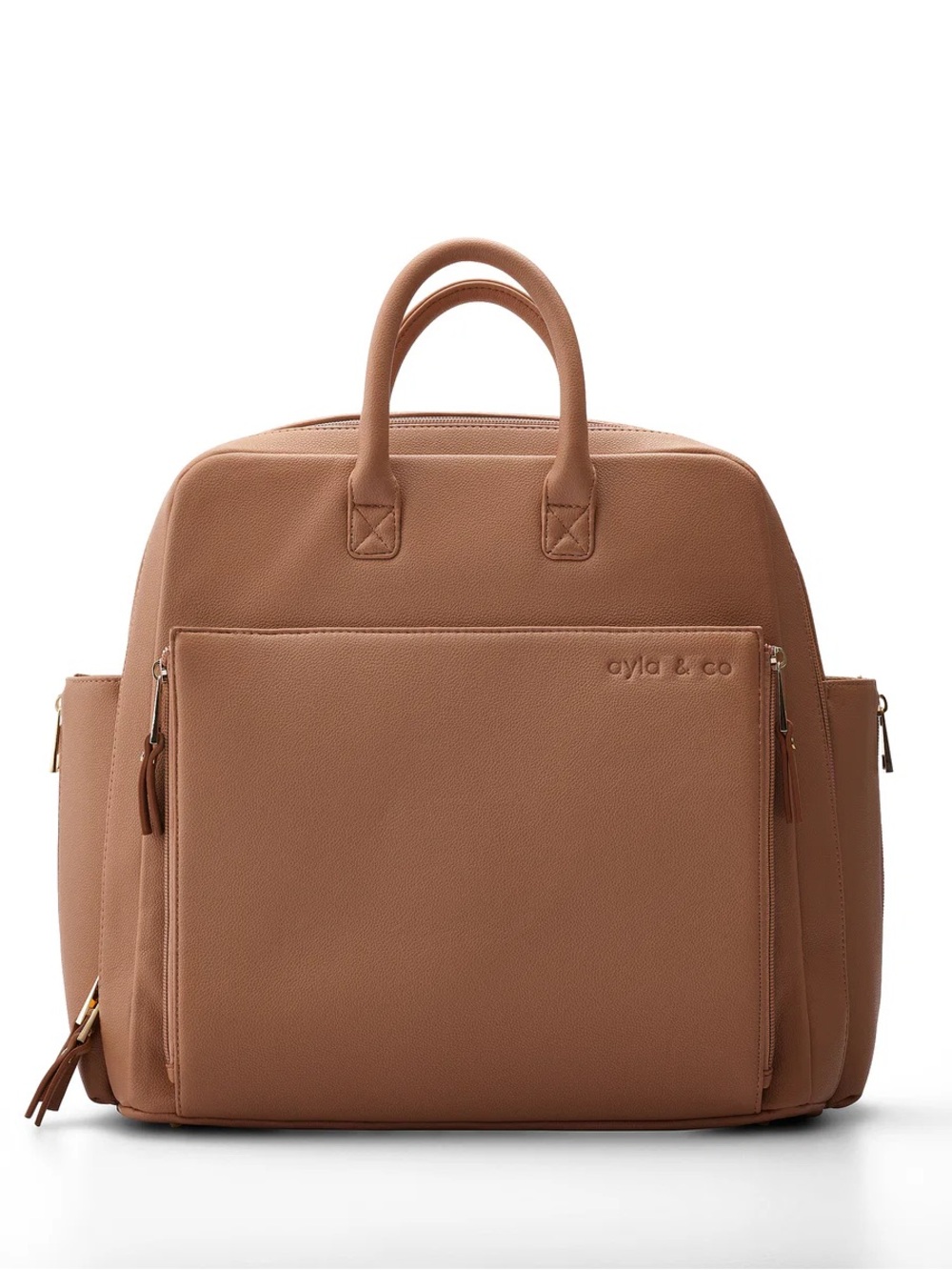 Ayla & Co Tan Leather Diaper Bag - Backpack and Tote